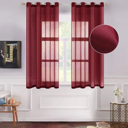 Vista 23 de MIULEE 2 paneles de cortinas semitransparentes beige para ventana, elegantes con ojales en la parte superior, cortinas de gasa