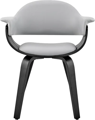 Vista 4 de Armen Living Adalyn - Silla de comedor de piel sintética y madera, gris/negro, 19 pulgadas de profundidad x 25 pulgadas de ancho x 30 pulgadas
