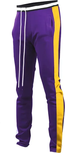 Vista 14 de SCREENSHOT-Track Pants S41700 Mens Premium Slim Athletic Fitness Lifestyle Workout Bottoms - Classic Fit S41700 Bk/Pu