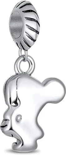 Vista 4 de Bling Jewelry Dibujos animados personalizados animadora jugador de fútbol colgante abalorio para mujer oxidado plata esterlina .925 ajuste pulsera