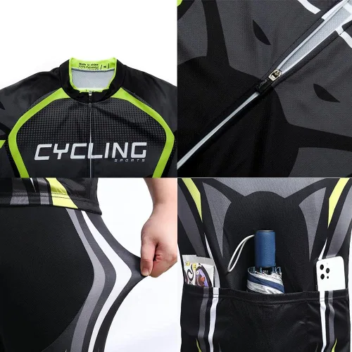 Vista 6 de Men's Cycling Jersey Set Road Bike Shirts Bib Shorts Breathable Cycling Clothing Kit with 20D Gel Padded