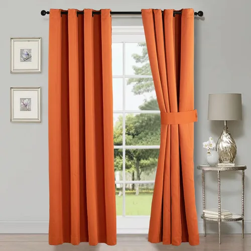 Vista 10 de HESTIN Juego de cortinas opacas de 4 piezas (incluye 2 paneles y 2 alzapaños), cortinas opacas con aislamiento térmico sólido con ojales