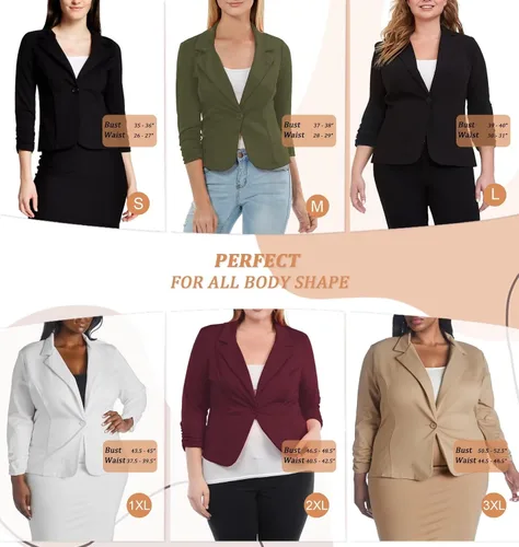 Vista 7 de Hybrid & Company Chaqueta ligera y elástica para mujer, estilo casual, para el trabajo, la oficina, hecha en Estados Unidos