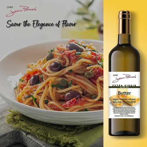 Vista 7 de Chef Jean Pierre's Butter Aceite de oliva – Infundido de forma natural, botella de vidrio de 25 onzas – Eleva tus platos con una ráfaga