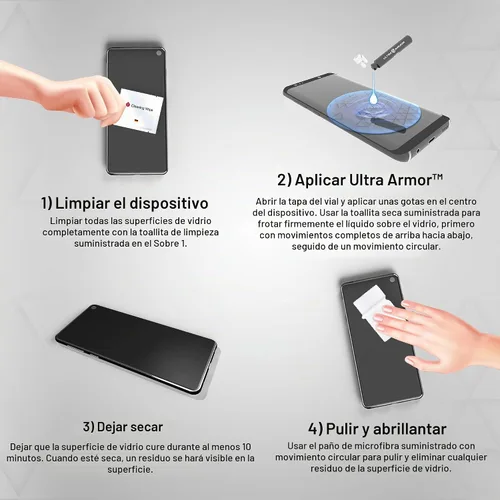 Vista 4 de ULTRA ARMOR Protector de pantalla de vidrio líquido para todos los smartphones, tabletas y relojes, resistente a arañazos y grietas, nanoprotección