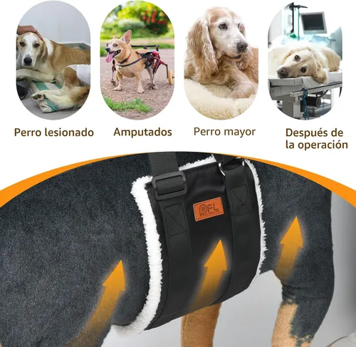 Vista 9 de Arnés de elevación ajustable para perros, cabestrillo para perros grandes, soporte de elevación y arnés de rehabilitación para patas traseras Negro