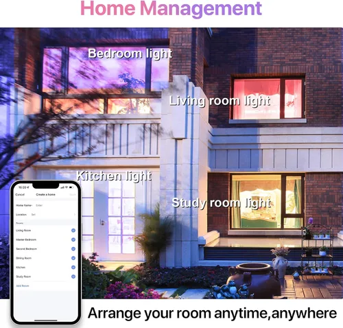 Vista 5 de ORALUCE Bombilla inteligente compatible con Alexa y Google Home, bombilla LED A19 E26 equivalente a 60 W, WiFi de 2.4 GHz y Bluetooth que cambia