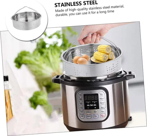 Vista 8 de BESTOYARD Vaporizador portátil para bolas de masa hervida, cesta de vapor, bandeja de vapor, inserto de mariscos, vaporizador tamal, olla de vapor