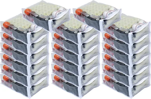 Vista 7 de Paquete de 2 bolsas de almacenamiento de vinilo resistente con cremallera (transparente) para suéteres, mantas, edredones, juegos de ropa de cama
