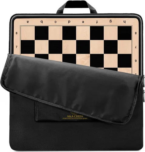 Vista 11 de A&A Tablero de ajedrez profesional de madera de 17.25 pulgadas con bolsa de almacenamiento, madera de ébano e incrustaciones de arce, cuadrados