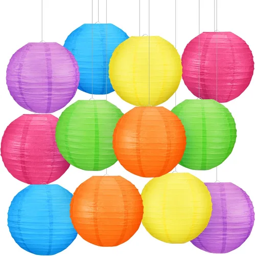Vista 19 de Retisee 12 linternas de papel de manzana de 10 pulgadas para decoración