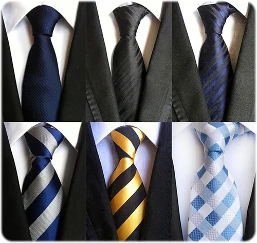Vista 109 de WeiShang Lote de 6 corbatas clásicas de seda para hombre, corbatas tejidas jacquard