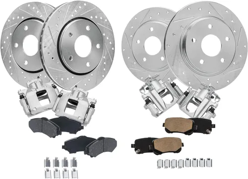 Vista 44 de Detroit Axle - 4 rotores de freno para Chevrolet Cruze 2014 2015 [modelos de motores de gas] Rotores de freno de disco perforados y ranurados