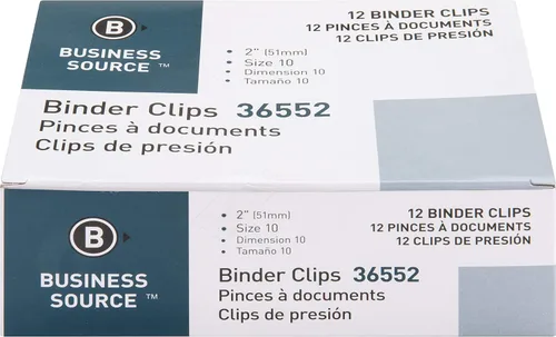 Vista 2 de Business Source Clips plegables para carpeta, color negro, grande (paquete de 12)