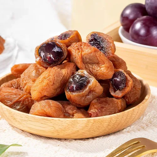 Vista 6 de Bocaditos de frutas secas mixtas con ciruela – 5 sabores surtidos: uva, mango, fresa, melocotón y piña, aperitivo masticable suave, 7 oz