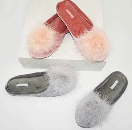 Vista 2 de Bctex Coll Pantuflas de terciopelo acogedoras, para mujer, con espuma viscoelástica, mullida, suela antideslizante, para el hogar y el dormitorio