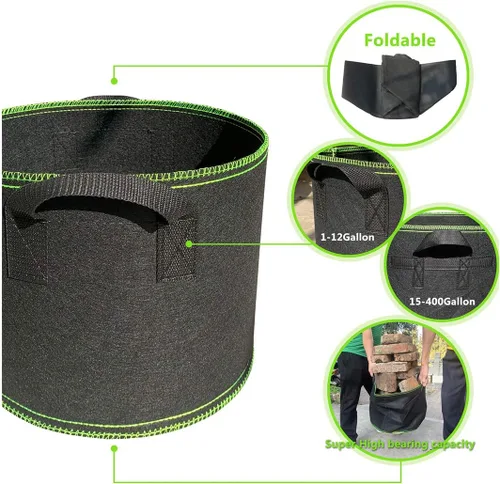Vista 3 de Segreto Bolsas de cultivo de 30 galones de tela no tejida de aireación gruesa de alta resistencia para macetas de plantas con asas para jardín