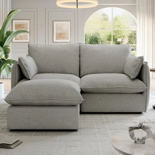 Vista 26 de Sofás modulares de 69.2 pulgadas para sala de estar, respaldo alto impermeable, sofá modular con relleno de plumón, sofá biplaza convertible