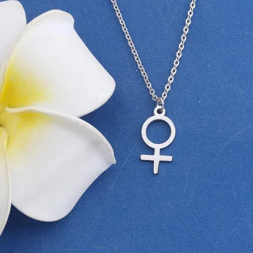 Vista 3 de KEYCHIN Collar astrológico femenino de género con dije de símbolo de Venus, colgante de símbolo femenino, joyería para mujeres y niñas, Acero