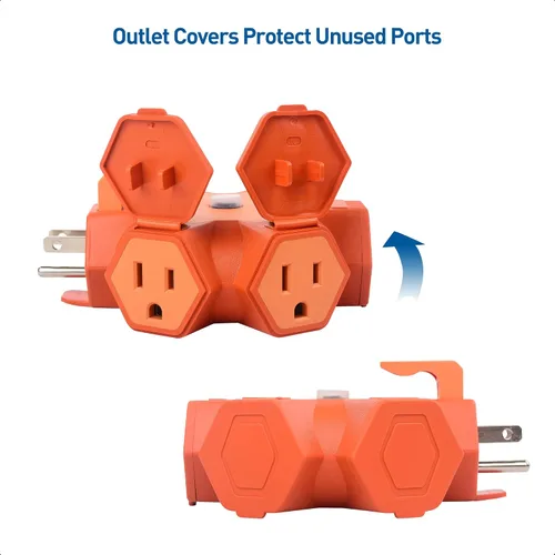 Vista 3 de [Listado UL] Cable Matters Hub de alimentación hexagonal de 5 tomas de corriente para exteriores, disyuntor Outdoor Extension Cord Power Hub