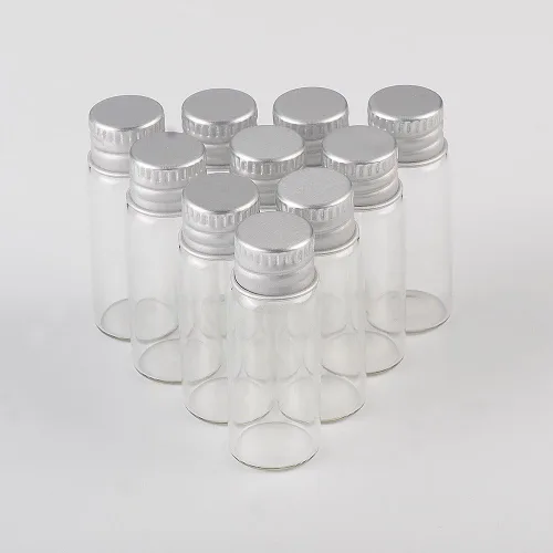 Vista 5 de Botella sellada de vidrio transparente transparente de 0.1 fl oz con tapa de aluminio de tornillo, recipientes de viales pequeños, mini botella