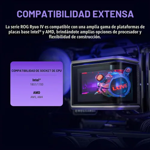 Vista 8 de ASUS ROG RYUO IV 360 ARGB con pantalla AMOLED curvada móvil de 6.67 pulgadas que admite video de efecto 3D o estadísticas de sistema