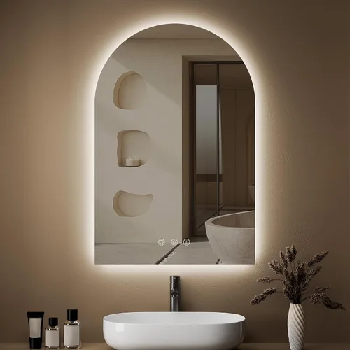Vista 19 de Espejo de baño con iluminación LED arqueada de 24 x 30 pulgadas con luces