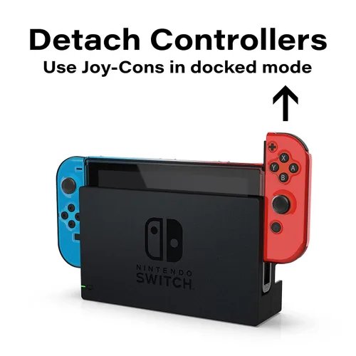 Vista 3 de Nyko Dockable, Thin Hard Portable Travel Carry Shell Protective Case with Tempered Glass Screen Protector for Nintendo Switch (Red & Blue)