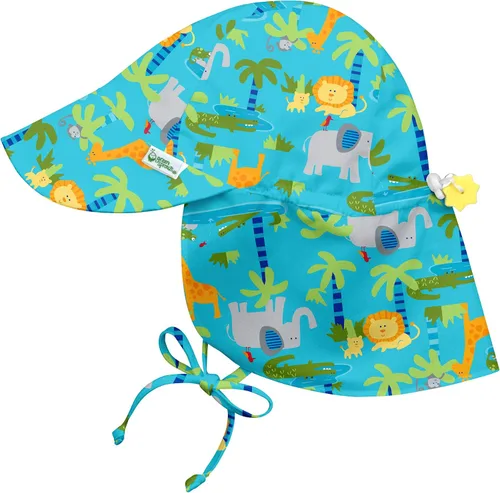 Vista 6 de Sombrero I play by Green Sprouts, de solapa, protección solar UPF 50+ para cabeza, cuello y ojos, para bebé Helechos Verde Oscuro