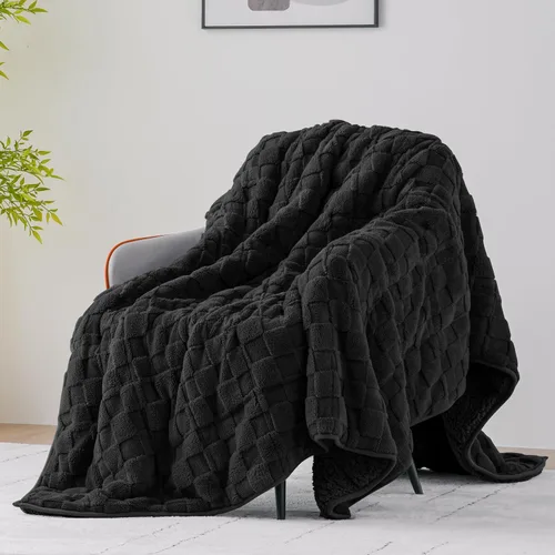 Vista 23 de Uttermara Manta pesada para adultos, manta pesada tamaño Queen con forro polar reversible de terciopelo suave y brillante y acogedor sherpa cálido