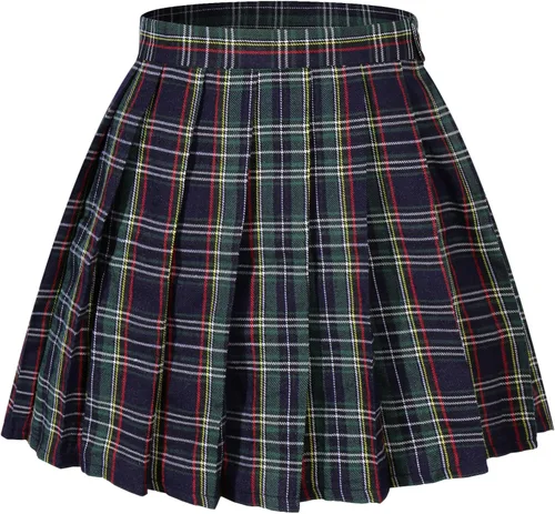Vista 16 de Faldas plisadas a cuadros de cintura alta para mujeres y niñas, talla grande, uniforme escolar, mini disfraces de cosplay