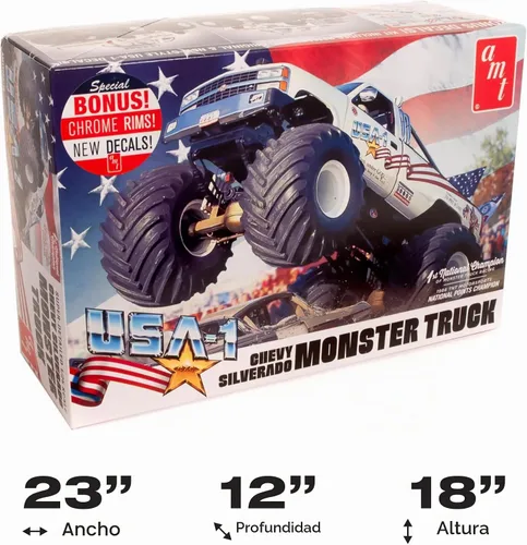 Vista 7 de AMT USA-1 Chevy Silverado Monster Truck 1:25 Kit de modelo a escala 1:25