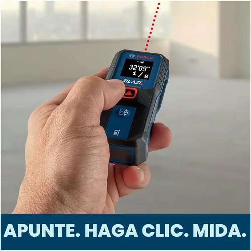 Vista 4 de Bosch GLM100-23 Blaze - Medidor láser de distancia de 100 pies, incluye 2 pilas AA