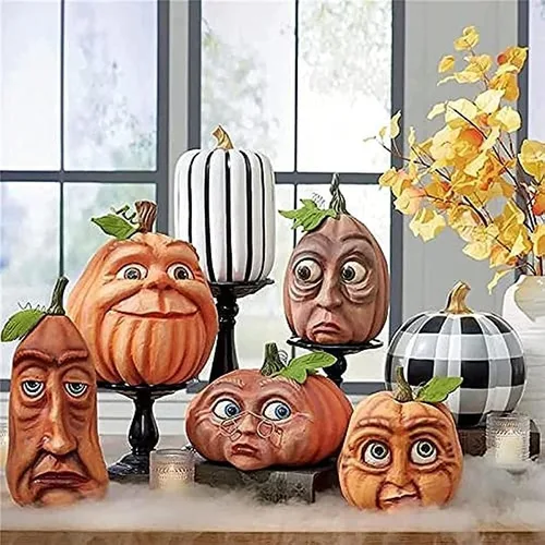 Vista 2 de Decoraciones expresivas de Halloween familiares de calabaza, farol de calabaza, accesorios para casa encantada, bar y fiesta