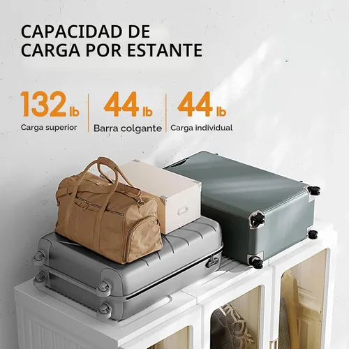Vista 5 de ANTBOX Armario portátil para guardar ropa, organizador de almacenamiento con paneles de puerta transparentes, adecuado para sala de estar