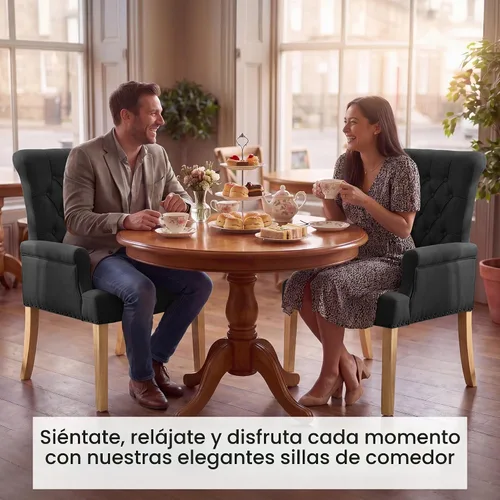 Vista 4 de Sillas de comedor tapizadas, sillas de comedor, color negro