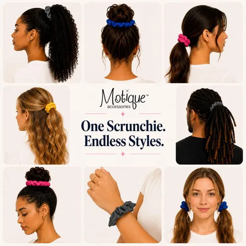 Vista 3 de Motique Accessories Coleteros grandes para cabello grueso, paquete de 2 Sujeción suave sin arrugas