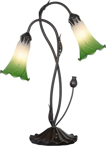 Vista 12 de Bieye L10849 Lámpara de mesa de acento de vidrio soplado con flor de lirio para decoración de sala de estar/dormitorio (1 luz, púrpura)