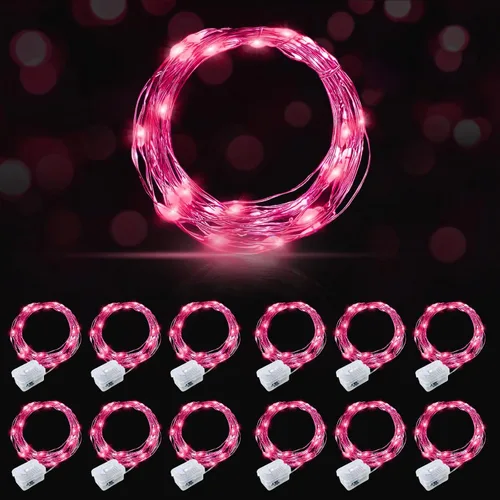 Vista 63 de AIKEI Paquete de 12 luces LED de hadas que funcionan con pilas, guirnaldas de luces impermeables de 7 pies, 20 luces LED de luciérnagas estrelladas