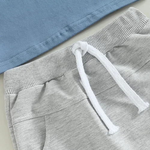 Vista 76 de Conjunto de ropa casual de manga corta con botones y pantalones cortos de lino para bebés y niños pequeños