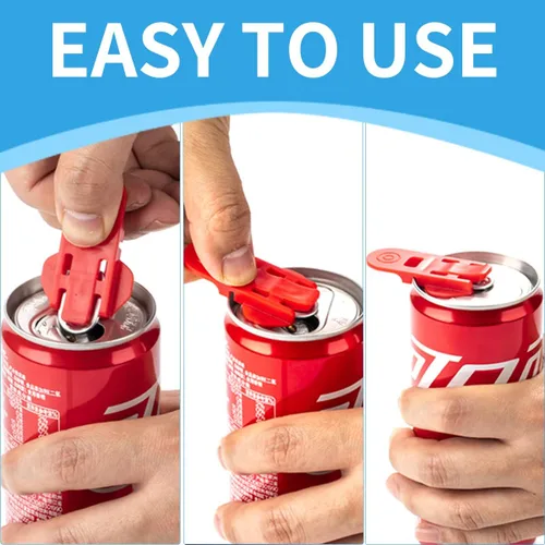 Vista 6 de Abrelatas fácil, 6 piezas de abrelatas de cerveza de soda de color y protector de cubierta de latas de bebidas, escudos de plástico de alta calidad.