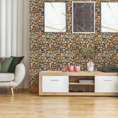 Vista 2 de Paneles de pared 3D de rocas, 10 unidades, paneles de pared 3D autoadhesivos, papel tapiz 3D de PVC para decoración de pared interior, baño