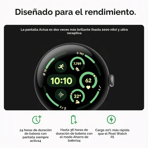 Vista 3 de [Usado] Google Pixel Watch 3 modelo 2024, reloj Android de 1.61 pulgadas (41 mm) con seguimiento de frecuencia cardíaca, Fitbit Advanced Running
