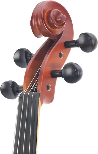 Vista 3 de Cecilio Viola de madera maciza de 16 pulgadas de tamaño completo, Viola acústica profesional artesanal con accesorios de ébano, cuerdas D'Addario