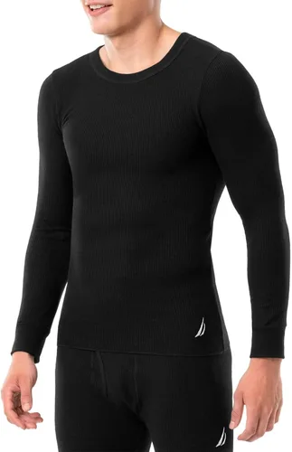 Vista 2 de Nautica Conjunto de capa base de manga larga para hombre con cuello redondo y punto gofre, ropa interior térmica y parte superior