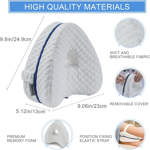 Vista 2 de BEAUTRIP Almohada de rodilla para dormir de lado, almohadón de espuma viscoelástica con contorno de cuña, cojín de apoyo con funda lavable