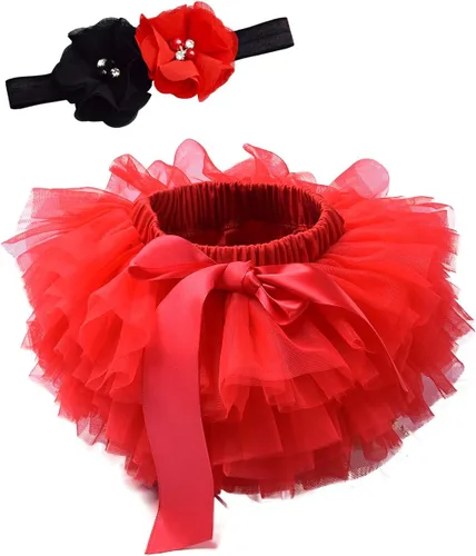 Vista 9 de Tutu.kk Falda tutú para niña pequeña con funda para pañales, vestido de tutú suave para bebé de 0 a 36 meses con diadema de flores 1-Beansand