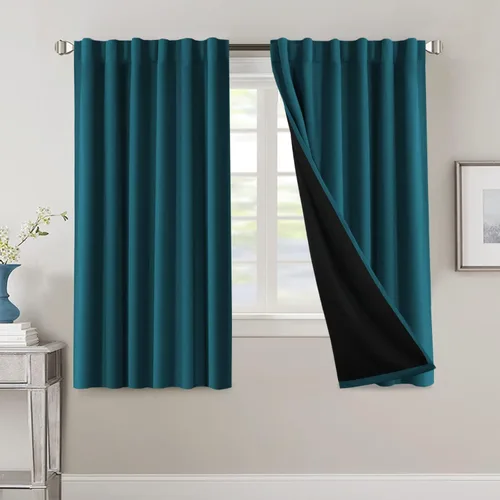 Vista 132 de H.VERSAILTEX Cortinas 100% opacas para dormitorio con forro negro, cortinas de oscurecimiento de habitación completa, con aislamiento térmico