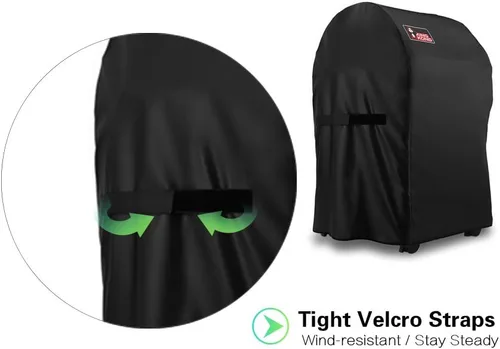 Vista 5 de Kingkong 7105 Premium Cover para parrillas de gas Weber serie 210 con ambas colapsadas (no apto para Spirit II E-210), color negro
