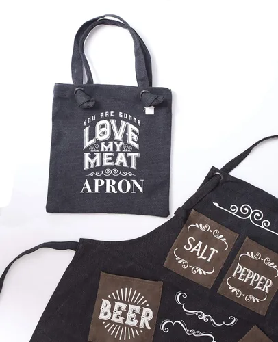 Vista 2 de Boxer Gifts Canvas Love My Meat - Delantal, color negro